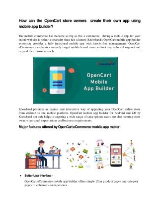 OpenCart eCommerce mobile app builder by Knowband