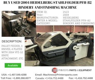 Buy Used 2004 Heidelberg Stahlfolder PFH-82 Bindery and Finishing Machine