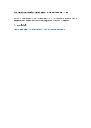 Hire Experience Python Developers - Dedicated python coder