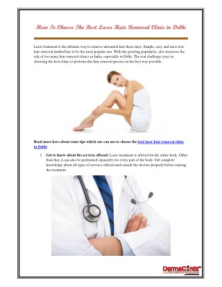 How To Choose The Best Laser Hair Removal Clinic in Delhi
