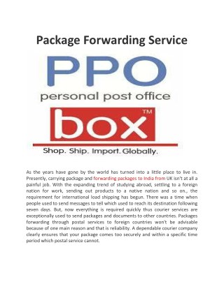 Package Forwarding Services From India