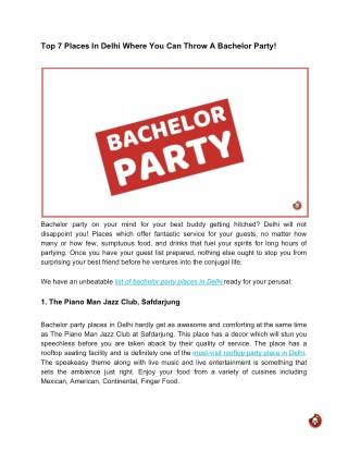 Top 7 Places In Delhi Where You Can Throw A Bachelor Party!