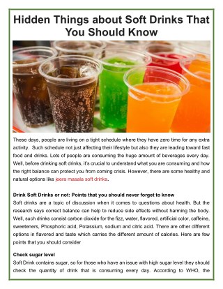 Hidden Things about Soft Drinks That You Should Know