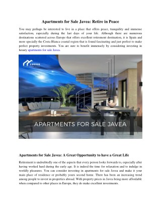 Apartments for Sale Javea