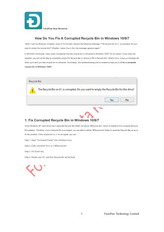 How Do You Fix A Corrupted Recycle Bin in Windows 10/8/7