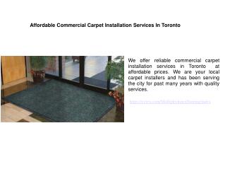 Commercial Carpet Installation Toronto
