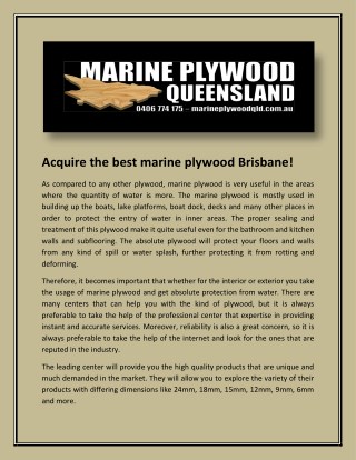 Acquire the best marine plywood Brisbane!