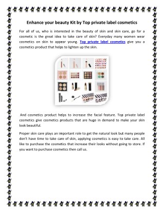 Enhance your beauty Kit by Top private label cosmetics