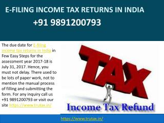 How To E-filing income tax returns in India in Few Easy Steps 09891200793?