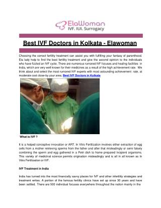 Best IVF Doctors in Kolkata - Elawoman