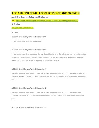 ACC 250 FINANCIAL ACCOUNTING GRAND CANYON