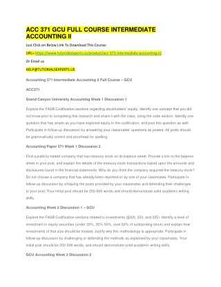 ACC 371 GCU FULL COURSE INTERMEDIATE ACCOUNTING II