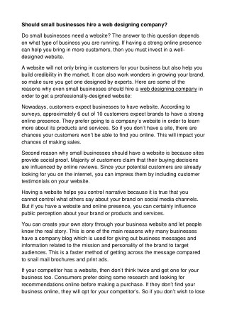 Should small businesses hire a web designing company?