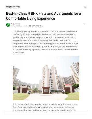Best-In-Class 4 BHK Flats and Apartments for a Comfortable Living Experience