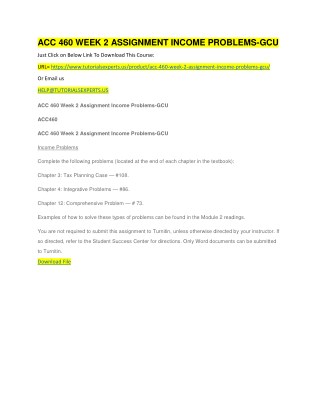 ACC 460 WEEK 2 ASSIGNMENT INCOME PROBLEMS-GCU