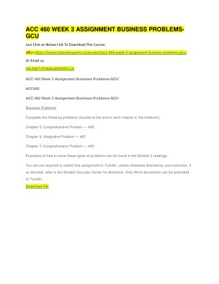 ACC 460 WEEK 3 ASSIGNMENT BUSINESS PROBLEMS-GCU