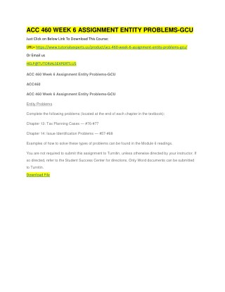ACC 460 WEEK 6 ASSIGNMENT ENTITY PROBLEMS-GCU