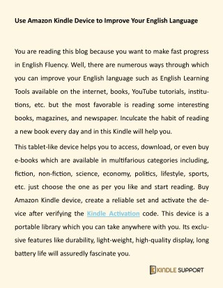 Use Amazon Kindle Device to Improve Your English Language