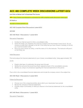 ACC 485 COMPLETE WEEK DISCUSSIONS LATEST-GCU