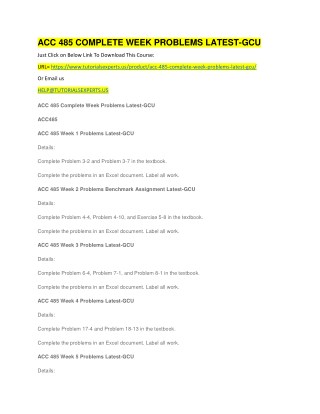 ACC 485 COMPLETE WEEK PROBLEMS LATEST-GCU