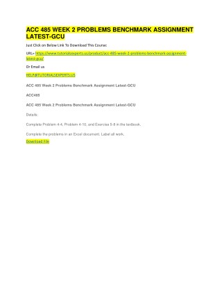 ACC 485 WEEK 2 PROBLEMS BENCHMARK ASSIGNMENT LATEST-GCU