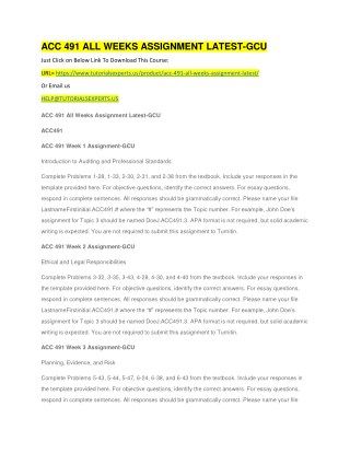 ACC 491 ALL WEEKS ASSIGNMENT LATEST-GCU