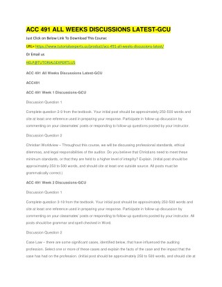 ACC 491 ALL WEEKS DISCUSSIONS LATEST-GCU