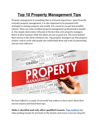 Top 10 Property Management Tips