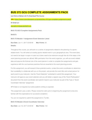 BUS 372 GCU COMPLETE ASSIGNMENTS PACK