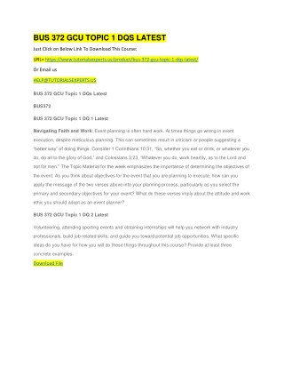 BUS 372 GCU TOPIC 1 DQS LATEST