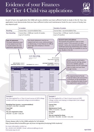 Evidence of Your Finances for UK Tier 4 Child Visa Applications