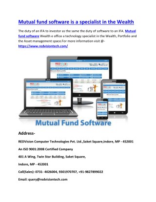 Mutual fund software is a specialist in the Wealth