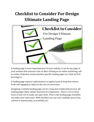 Checklist to Consider For Design Ultimate Landing Page