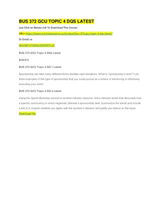BUS 372 GCU TOPIC 4 DQS LATEST