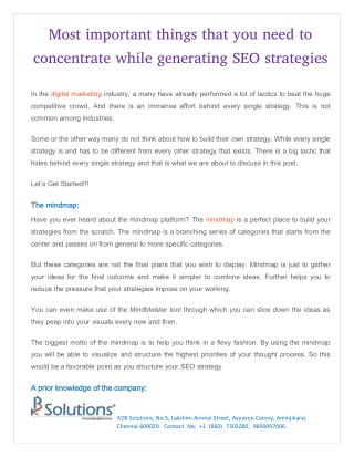 Most important things that you need to concentrate while generating SEO strategies