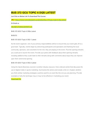 BUS 372 GCU TOPIC 6 DQS LATEST