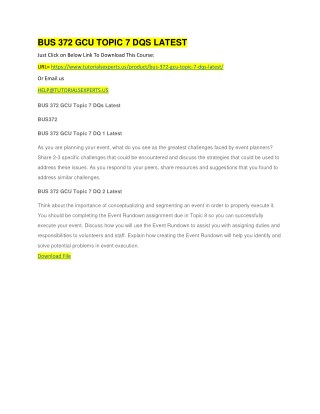 BUS 372 GCU TOPIC 7 DQS LATEST