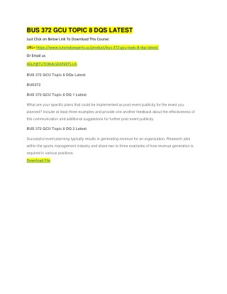 BUS 372 GCU TOPIC 8 DQS LATEST