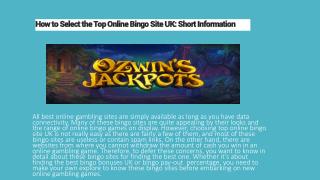 How to Select the Top Online Bingo Site UK: Short Information