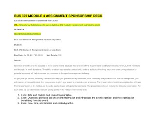 BUS 372 MODULE 4 ASSIGNMENT SPONSORSHIP DECK