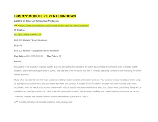 BUS 372 MODULE 7 EVENT RUNDOWN