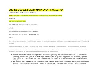 BUS 372 MODULE 8 BENCHMARK-EVENT EVALUATION