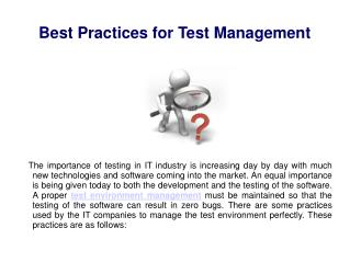 Best Practices for Test Management