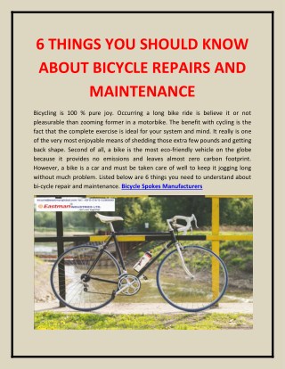 6 Things You Should Know About Bicycle Repairs and Maintenance