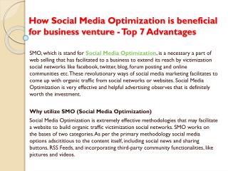 How Social Media Optimization is beneficial for business venture - Top 7 Advantages