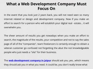 What a Web Development Company Must Focus On