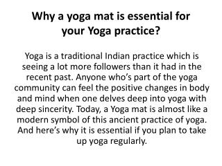 Why a yoga mat is essential for your Yoga practice?