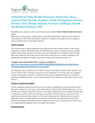 Global Barrier Films Flexible Electronics Market 2018 â€“ Industry Analysis, Size, Share, Strategies and Forecast to 20