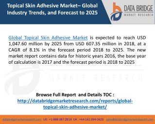 Global Topical Skin Adhesive Marketâ€“ Industry Trends and Forecast to 2025