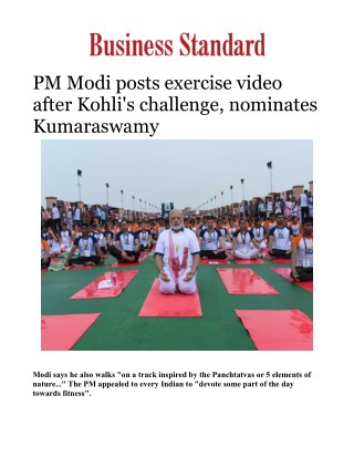 PM Modi completes Virat Kohli's fitness challenge: Watch Modi's fitness videoÂ 